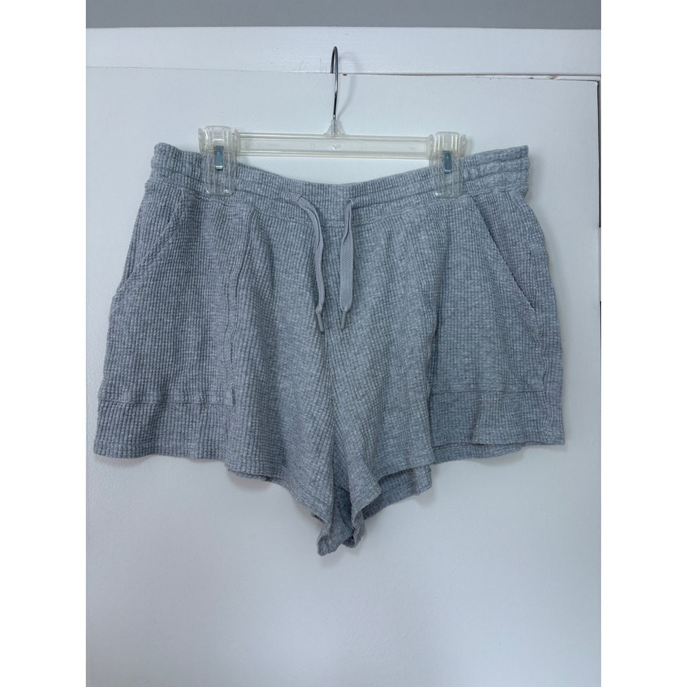 OFFLINE by Aerie Waffle Knit Shorts XL Gray Lounge Drawstring Pockets